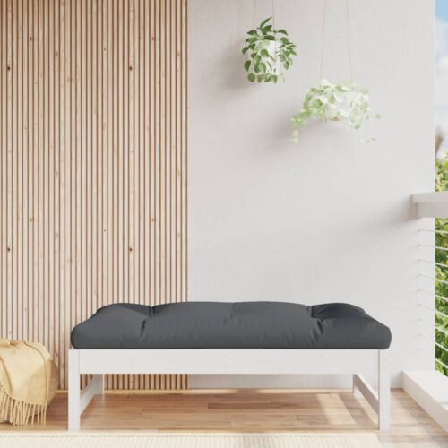 White 120x80cm Pine Wood Outdoor Footstool Garden Patio Bench Ottoman Chair Seat - Image 10