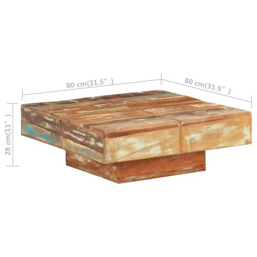 Coffee Table 80x80x28cm Solid Reclaimed Wood - Image 6
