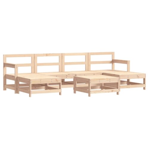 7-Piece Garden Lounge Set Pine Wood Outdoor Patio Sofa Furniture Cushions Beige - Image 3