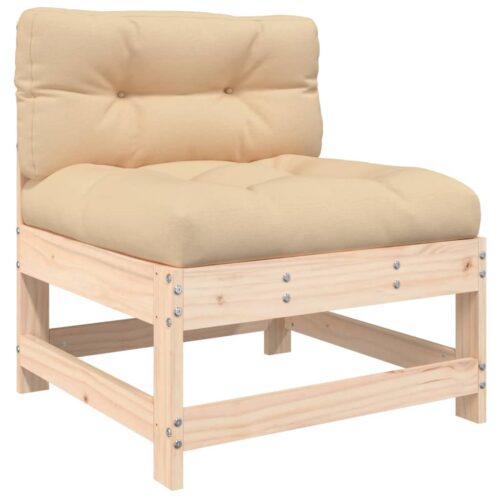 7-Piece Garden Lounge Set Pine Wood Outdoor Patio Sofa Furniture Cushions Beige - Image 4