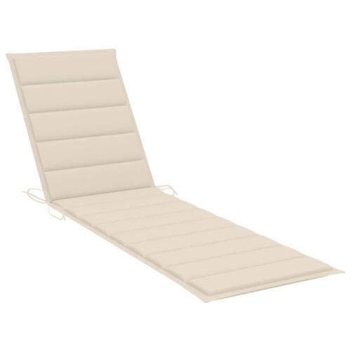 Sun Loungers 2pcs with Cream Cushion Solid Teak Wood - Image 8