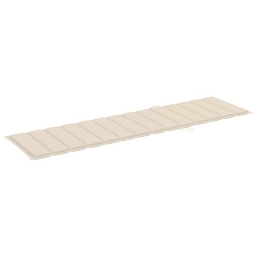 Sun Loungers 2pcs with Cream Cushion Solid Teak Wood - Image 9