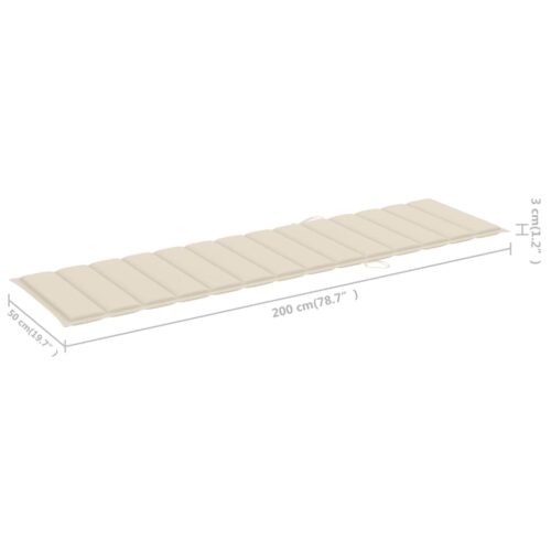 Sun Loungers 2pcs with Cream Cushion Solid Teak Wood - Image 11