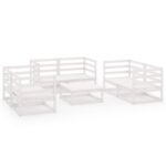 7-Piece Garden Lounge Set White Pine Wood Outdoor Patio Furniture