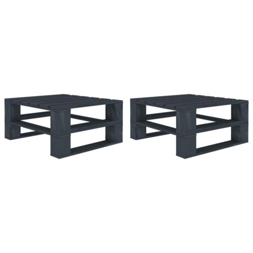 Garden Pallet Tables 2pcs Grey Wood - Image 6