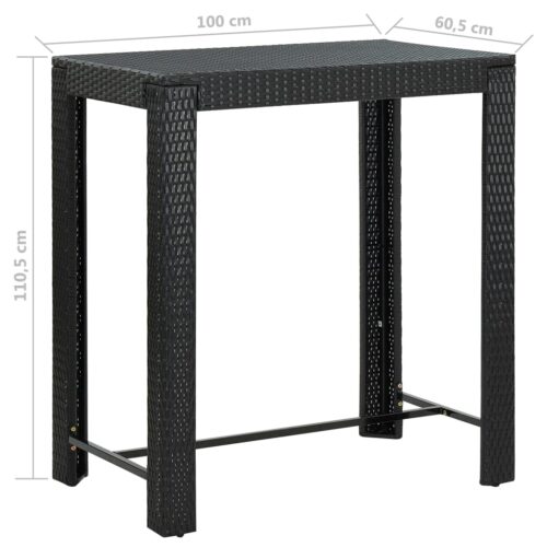 5-Piece Garden Bar Set with Cushions Poly Rattan Wicker Outdoor Patio Furniture Black - Image 9