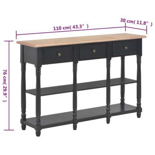 Console Table Black 110x30x76cm Engineered Wood - Image 9