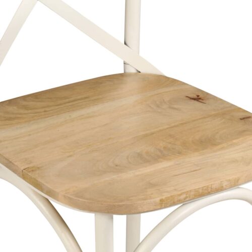 Cross Chairs 4pcs White Solid Mango Wood - Image 10