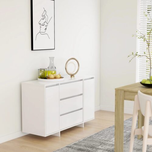 Sideboard with 3 Drawers White 120x41x75cm Engineered Wood