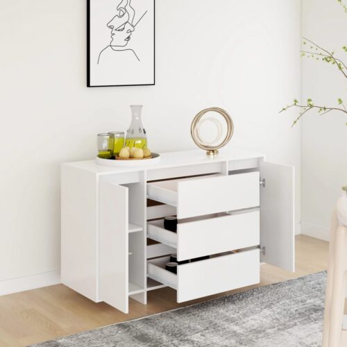 Sideboard with 3 Drawers White 120x41x75cm Engineered Wood - Image 4