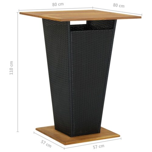 5-Piece Garden Bar Set with Cushions Poly Rattan Wicker Outdoor Patio Furniture Black - Image 10