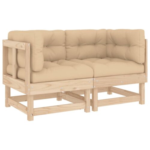 Corner Sofas with Cushions 2pcs Solid Wood Pine