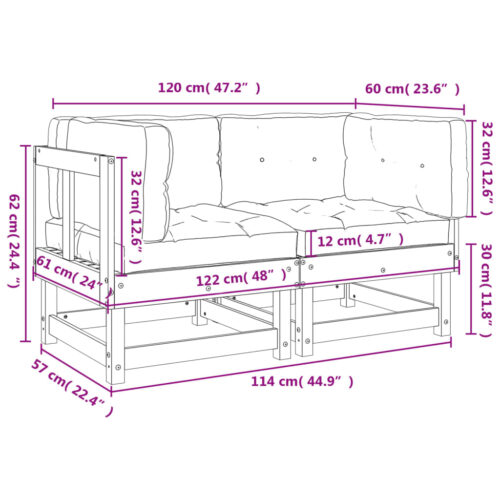Corner Sofas with Cushions 2pcs Solid Wood Pine - Image 10