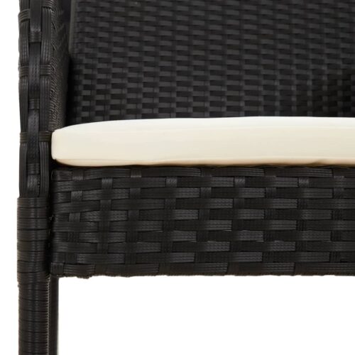 9-Piece Garden Dining Set with Cushions Black Poly Rattan Wicker Outdoor Patio Furniture - Image 7