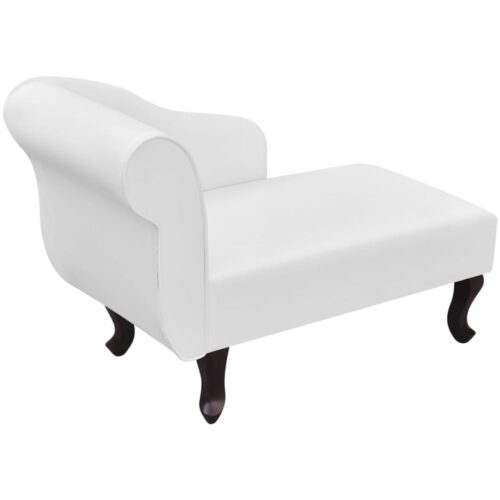 Chaise Longue White Faux Leather - Image 3