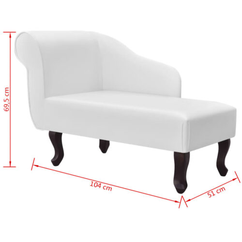 Chaise Longue White Faux Leather - Image 6