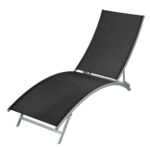 Outdoor Sun Lounger Garden Patio Pool Beach Steel Lounge Recliner Chair Black