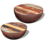 Two-Piece Bowl Shaped Coffee Table Set Solid Reclaimed Wood