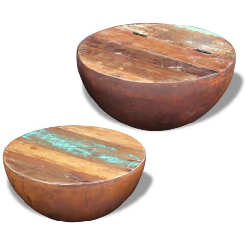 Two-Piece Bowl Shaped Coffee Table Set Solid Reclaimed Wood - Image 2