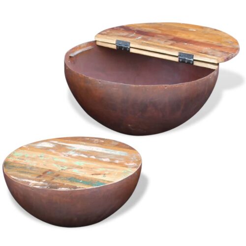 Two-Piece Bowl Shaped Coffee Table Set Solid Reclaimed Wood - Image 6