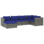 6-Piece Garden Lounge Set with Cushions Poly Rattan Wicker Outdoor Patio Furniture Grey