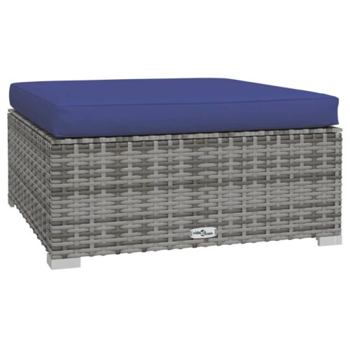 6-Piece Garden Lounge Set with Cushions Poly Rattan Wicker Outdoor Patio Furniture Grey - Image 7