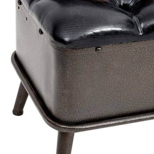 Storage Bench with Backrest 110cm Black Faux Leather - Image 7