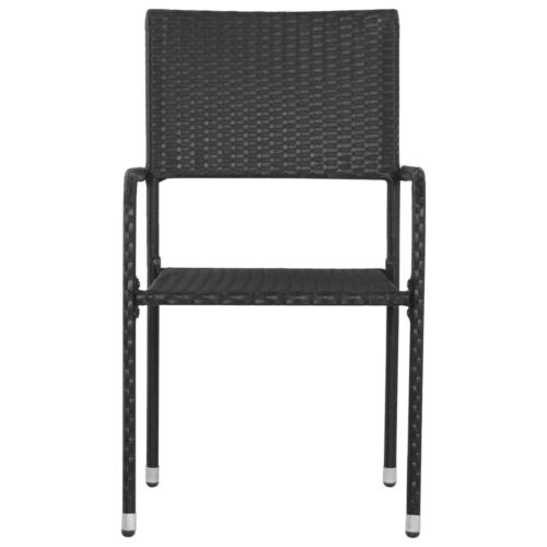 7-Piece Garden Dining Set Poly Rattan Wicker Outdoor Patio Furniture Black - Image 5