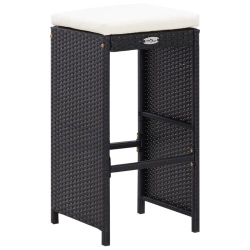 9-Piece Outdoor Bar Set Poly Rattan Wicker Outdoor Patio Furniture Black - Image 5