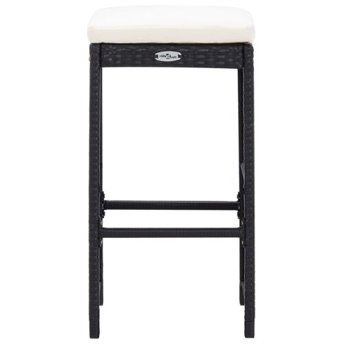 9-Piece Outdoor Bar Set Poly Rattan Wicker Outdoor Patio Furniture Black - Image 6