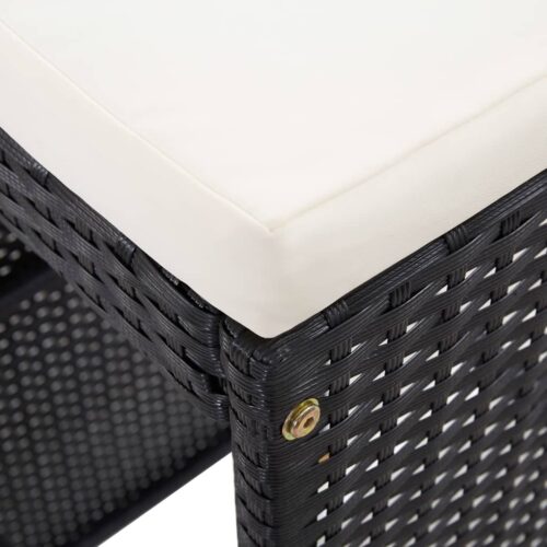 9-Piece Outdoor Bar Set Poly Rattan Wicker Outdoor Patio Furniture Black - Image 7