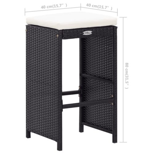 9-Piece Outdoor Bar Set Poly Rattan Wicker Outdoor Patio Furniture Black - Image 10