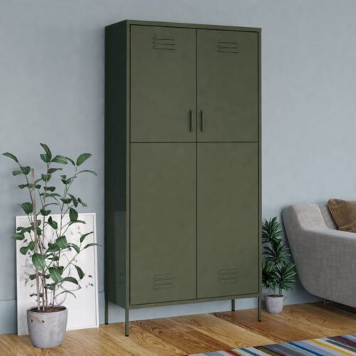 Wardrobe Olive Green 90x50x180cm Steel