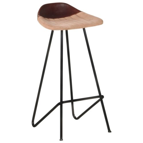 Bar Stools 4pcs Brown Real Leather - Image 2
