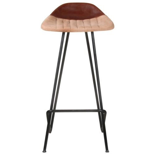 Bar Stools 4pcs Brown Real Leather - Image 4