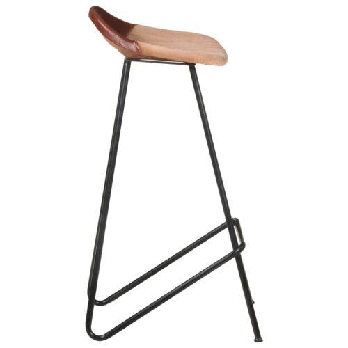 Bar Stools 4pcs Brown Real Leather - Image 5