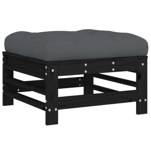 6-Piece Garden Lounge Set with Cushions Black Wood Timber Outdoor Patio Furniture - Image 6