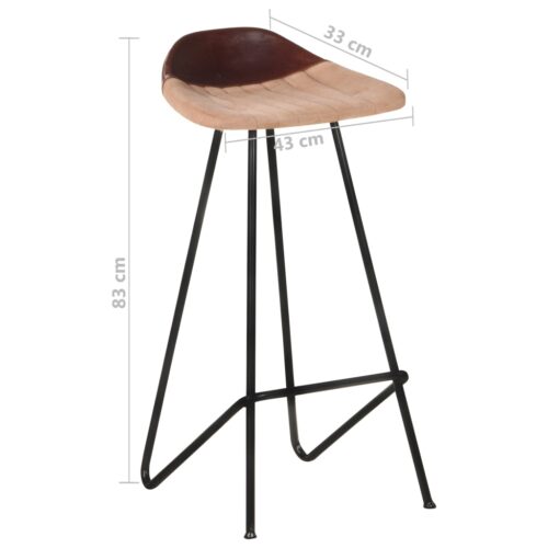 Bar Stools 4pcs Brown Real Leather - Image 11