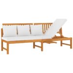 Day Bed with Cream Cushion 200x60x75cm Solid Wood Acacia