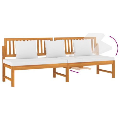 Day Bed with Cream Cushion 200x60x75cm Solid Wood Acacia - Image 6