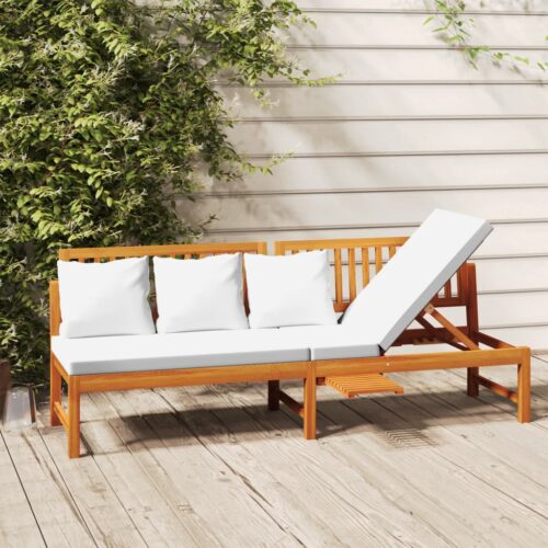 Day Bed with Cream Cushion 200x60x75cm Solid Wood Acacia - Image 9