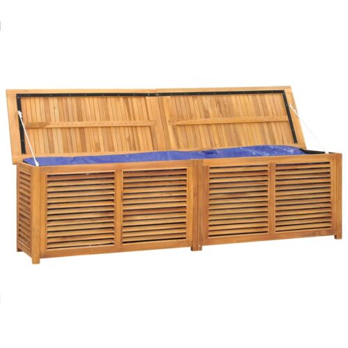 Garden Storage Box with Bag 200x50x53cm Solid Wood Teak - Image 4