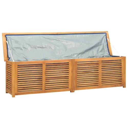 Garden Storage Box with Bag 200x50x53cm Solid Wood Teak - Image 5