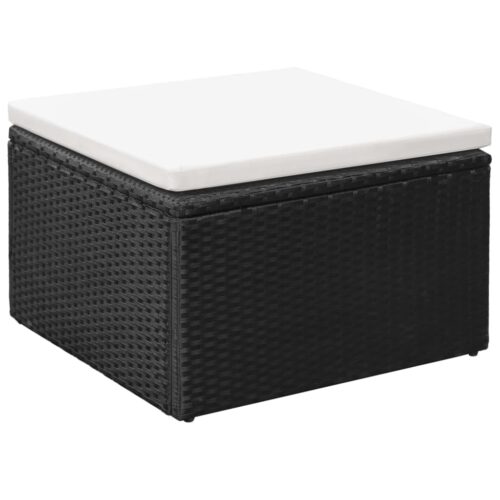 4-Piece Garden Lounge Set Poly Rattan Wicker Outdoor Patio Furniture Black White - Image 5