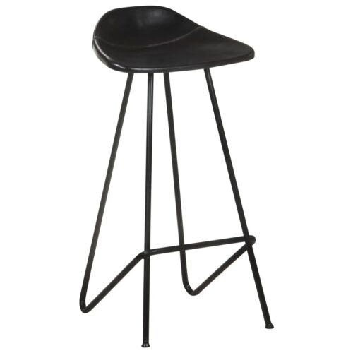 Bar Stools 4pcs Black Real Leather - Image 2