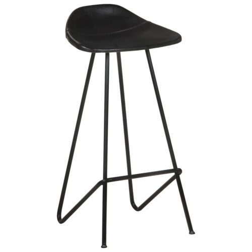 Bar Stools 4pcs Black Real Leather - Image 3