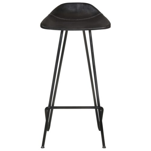 Bar Stools 4pcs Black Real Leather - Image 5