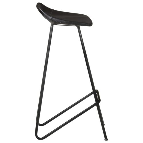 Bar Stools 4pcs Black Real Leather - Image 6