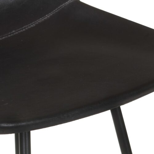 Bar Stools 4pcs Black Real Leather - Image 9