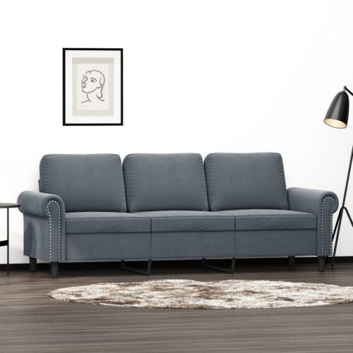 3-Seater Sofa Dark Grey 180cm Velvet